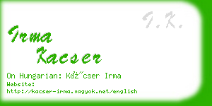 irma kacser business card